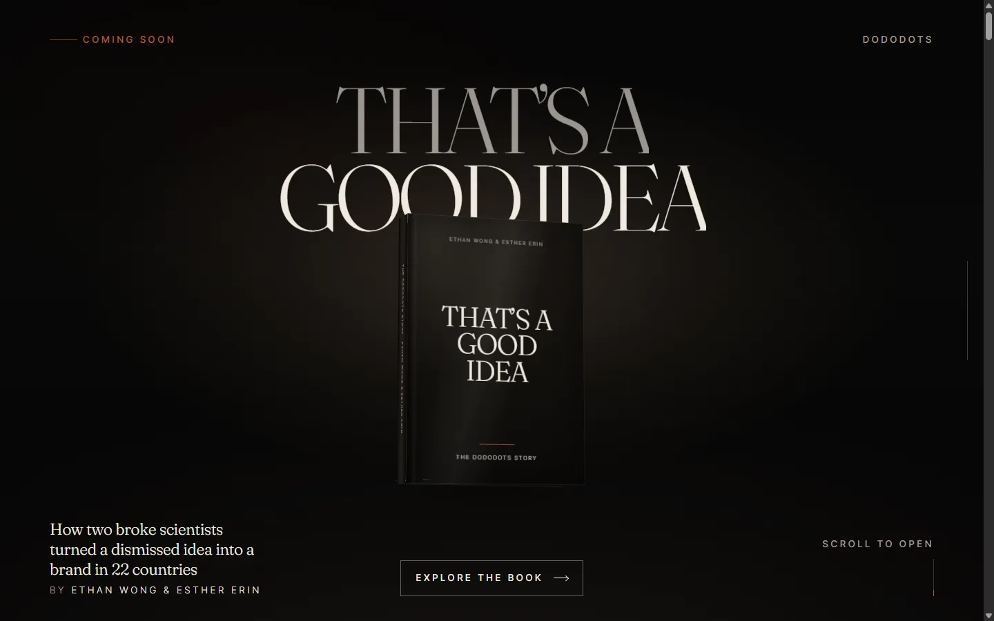The cover, floating in the dark — scroll to open it.