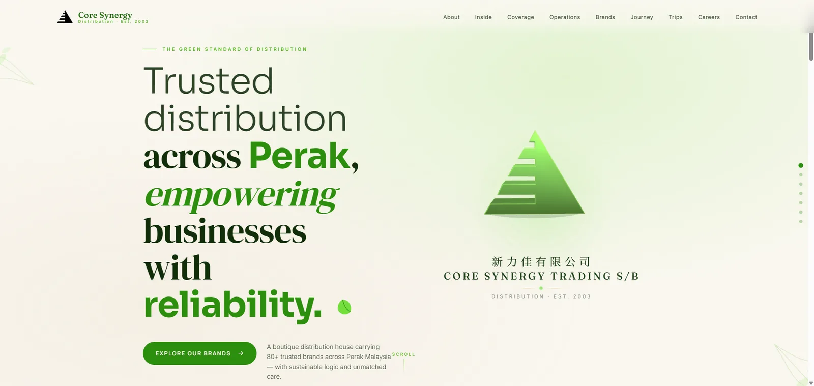 Hero — “Trusted distribution across Perak.”