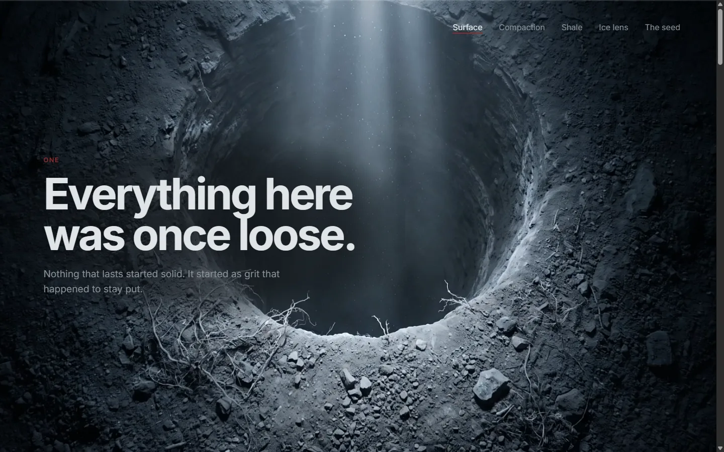 Surface — everything here was once loose.